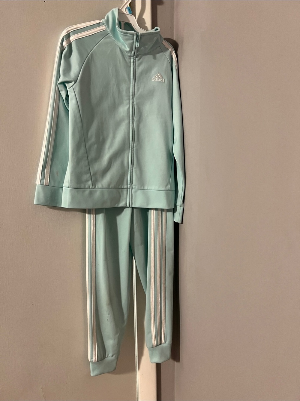 adidas Kids Mint Track Jacket & Joggers with White Stripes